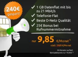 Telekom-Netz: Allnet-Flat und GByte Datenflat für 9,85 Euro