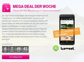 Gratis: Rad- oder Wanderkarte bei Komoot via Telekom zum Nulltarif