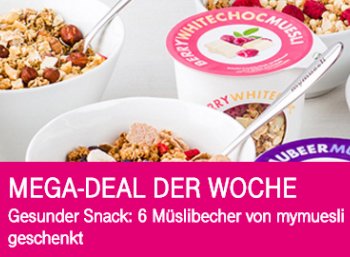 Mymuesli: Sechs Müsli-to-go-Becher für Telekom-Kunden für 3,90 Euro