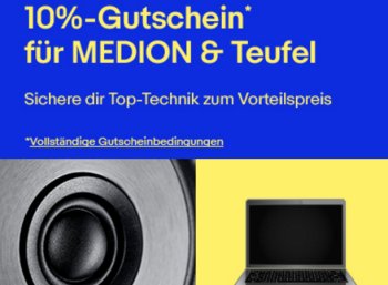 Ebay: Rabatt von zehn Prozent auf Produkte von Medion und Teufel