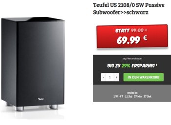 Teufel: Subwoofer US 2108/0 SW zum Bestpreis von 69,99 Euro beim Dealclub