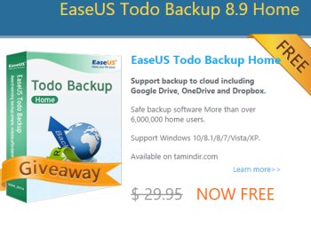 Gratis: EaseUS Todo Backup Home im Wert von 27 Euro gratis