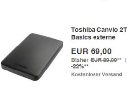 Ebay: Toshiba Canvio Basics mit zwei TByte für 69 Euro frei Haus