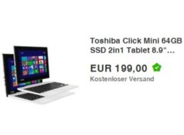 Ebay: Toshiba Satellite Click Mini L9W-B-103 für 199 Euro frei Haus