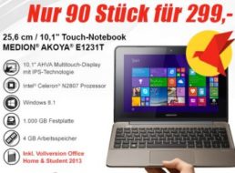 Medion: Touch-Netbook mit Office und Hotelgutschein für 299 Euro