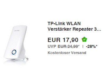 Ebay: WLAN-Repeater TP-Link TL-WA850RE für 17,90 Euro frei Haus