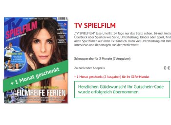 Gratis: Vier Monate "TV Spiefilm" zum Nulltarif frei Haus