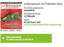 "Unterwasser": Jahresabo für 82,60 Euro mit Prämie über 85 Euro