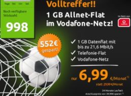 Knaller: Allnet-Flat mit 1 GByte Daten im Vodafone-Netz für 6,99 Euro