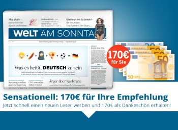 Welt am Sonntag: Jahresabo für rechnerisch 32,80 Euro frei Haus