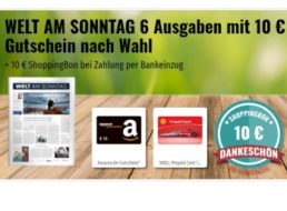 "Welt am Sonntag": Sechs Ausgaben für 18,40 mit Gutscheinen über 20 Euro