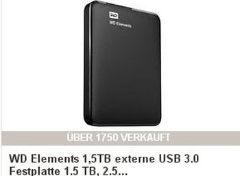 WD Elements mit 1500 GByte für 59 Euro frei Haus