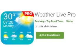 Gratis: App "Weather Live Pro" für 0 statt 4,29 Euro