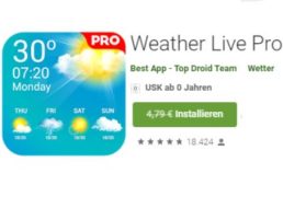 Gratis: App "Weather Live Pro" via Google Play zum Nulltarif