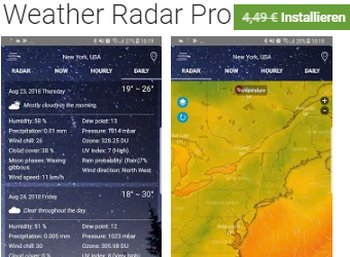 Gratis: Weather Radar Pro bei Google Play für 0 statt 4,49 Euro