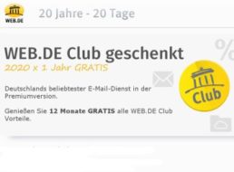 Gratis: Ein Jahr Web.de-Club mit automatischer Kündigung zum Nulltarif