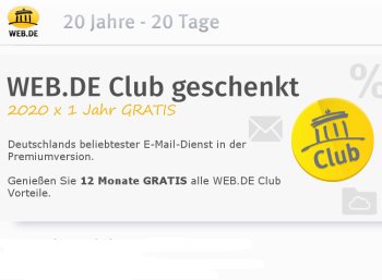 Ein Jahr Web.de-Club mit automatischer Kündigung zum Nulltarif