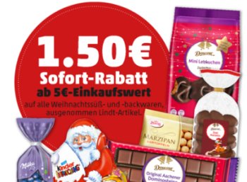 Penny: 1,50 Euro Weihnachtsrabatt ab 5 Euro Warenwert am Wochenende