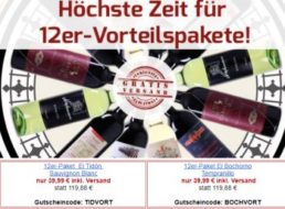 Weinvorteil: Vier Zwölfer-Weinpaket für jeweils 39,99 Euro frei Haus