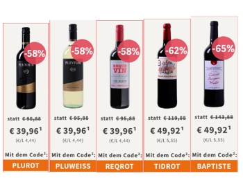 Weinvorteil: Drei Zwölferpakete Wein für je unter 40 Euro frei Haus