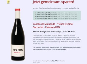 Parker-Paket: 'Punto y Coma' Garnacha für 4,99 Euro pro Flasche