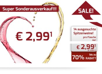 Weinvorteil: 14 verschiedene Weine zum Flaschenpreis von 2,99 Euro