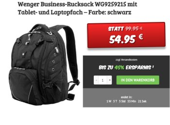 Dealclub: Business-Rucksack mit Notebook-Fach für 54,95 Euro frei Haus