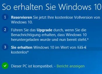 Windows 10 Upgrade gratis reservieren