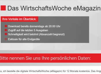 Gratis: Digitalausgabe der "Wirtschaftswoche" für ein Jahr zum Nulltarif