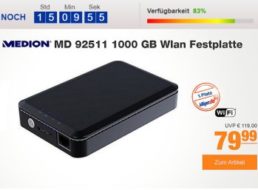 Plus: WLAN-Festplatte Medion Life S88411 für 79,99 Euro frei Haus