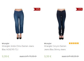 Wrangler: Damen-Jeans für 9,99 bis 17,99 Euro bei Outlet46