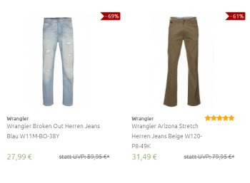 Wrangler: Sale bei Outlet46 mit Jeans ab 27,99 Euro frei Haus