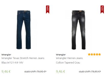 Wrangler: Jeans zu Preisen ab 9,46 Euro frei Haus via Outlet46