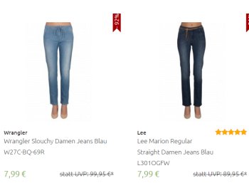 Outlet46: Damen-Jeans von Wranlger und Lee für 7,99 Euro frei Haus