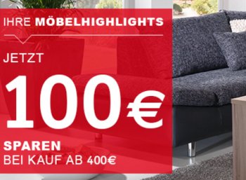 XXXL-Shop: 100 Euro Möbelrabatt ab 400 Euro Warenwert